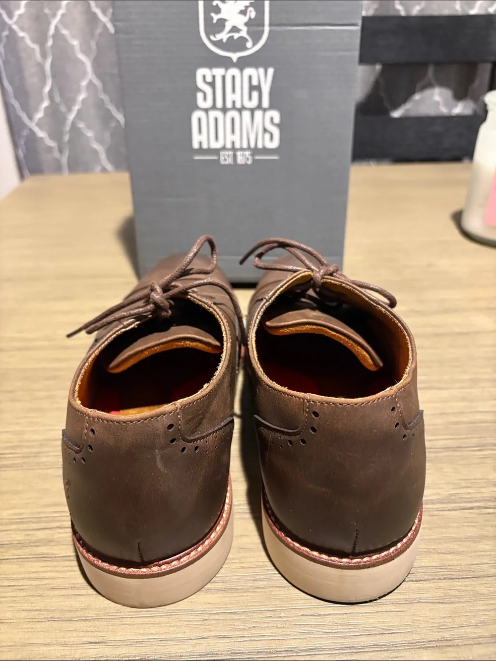 Stacy Adams Brown Leather Cap-Toe Derby Shoes